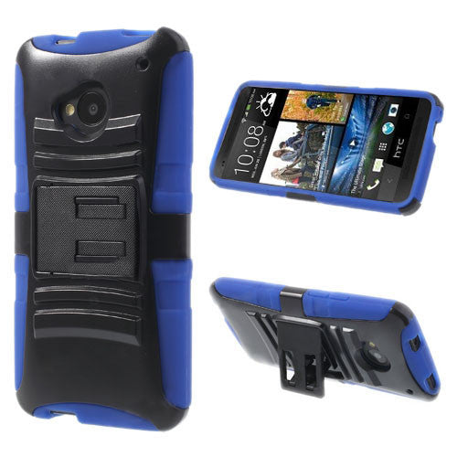 Bracevor Skidproof hybrid Armored Kickstand Case for HTC One M7 801e - Blue