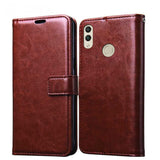 Bracevor Honor 8C Flip Cover Case | Premium Leather | Inner TPU | Foldable Stand | Wallet Card Slots - Executive Brown