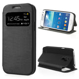 Smart Window View  Leather Stand Flip Case for Samsung Galaxy S4 mini - Black