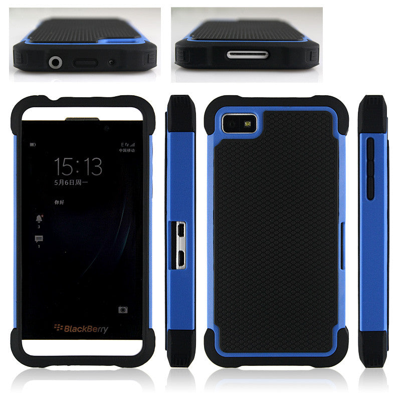 Bracevor Triple Layer Defender Back Armor Case Cover for Blackberry Z10 - Blue
