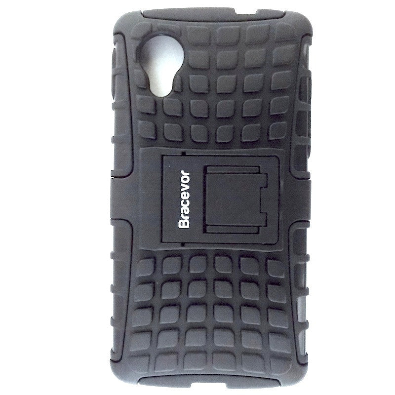 Bracevor Rugged Armor Hybrid Kickstand Case Cover for LG Google Nexus 5 - Black