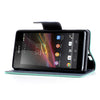 Mercury Goospery Fancy Diary Leather Case Cover for Sony Xperia SP - Dark Blue/Cyan