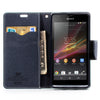 Mercury Goospery Fancy Diary Leather Case Cover for Sony Xperia SP - Dark Blue/Cyan