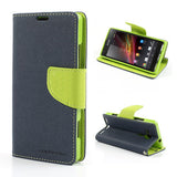 Mercury Goospery Fancy Diary Leather Case Cover for Sony Xperia SP - Green / Blue