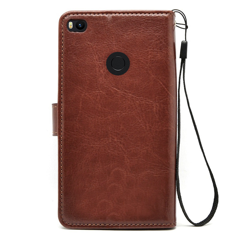 Xiaomi Mi Max 2 Premium Flip Cover Leather Case | Inner TPU | Wallet Stand - Executive Brown
