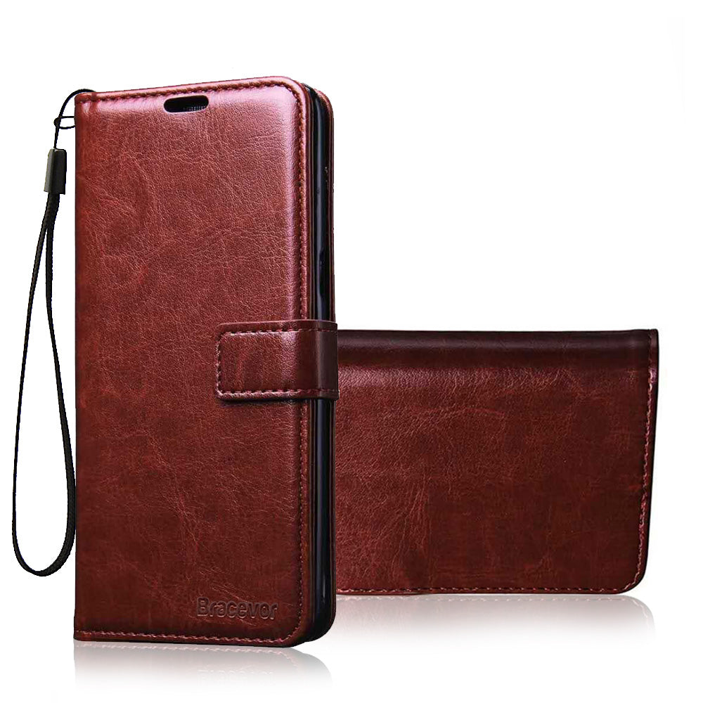 Bracevor Premium Leather Wallet Stand Flip Case Cover For OnePlus 5(Executive Brown)