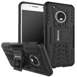 Shockproof Motorola Moto G5 [5 inch] Hybrid Kickstand Back Case Defender Cover - Black