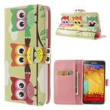 Cute Owls Design Wallet Leather Case for Samsung Galaxy Note 3 Neo