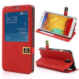 Window View Oracle grain Leather case for Samsung Galaxy Note 3 - Red