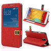 Window View Oracle grain Leather case for Samsung Galaxy Note 3 - Red1