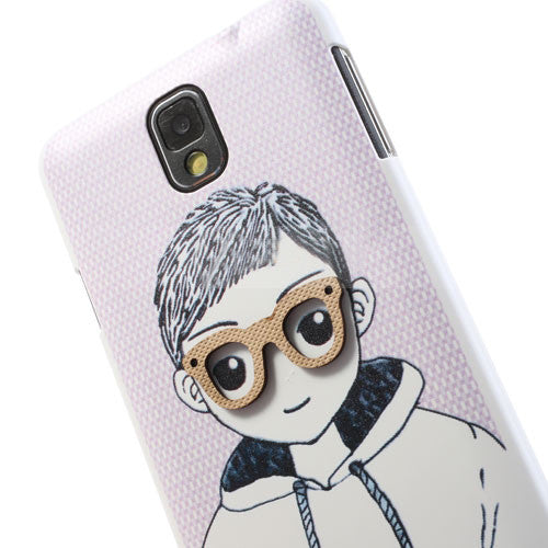 Bracevor Charming Boy with 3D glasses Hard Back Case Cover for Samsung Galaxy Note 3 