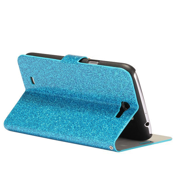 Bracevor Diamond studded Magnetic Flip Wallet Leather Case Cover for Samsung Galaxy Note 2 N7100 - Blue