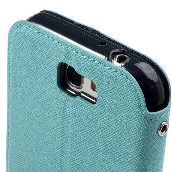 Bracevor Roar Window View Samsung Galaxy Note 2 N7100 Wallet Leather Case - Blue