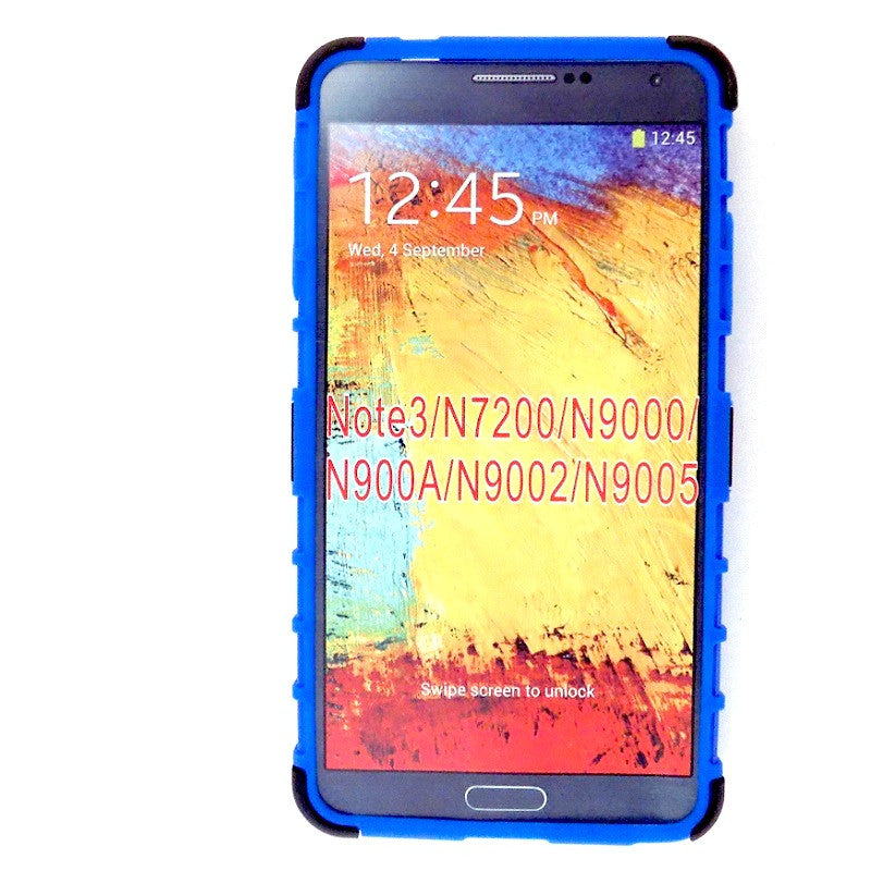 Bracevor Rugged Armor Hybrid Kickstand Case Cover for Samsung Galaxy Note 3 - Blue