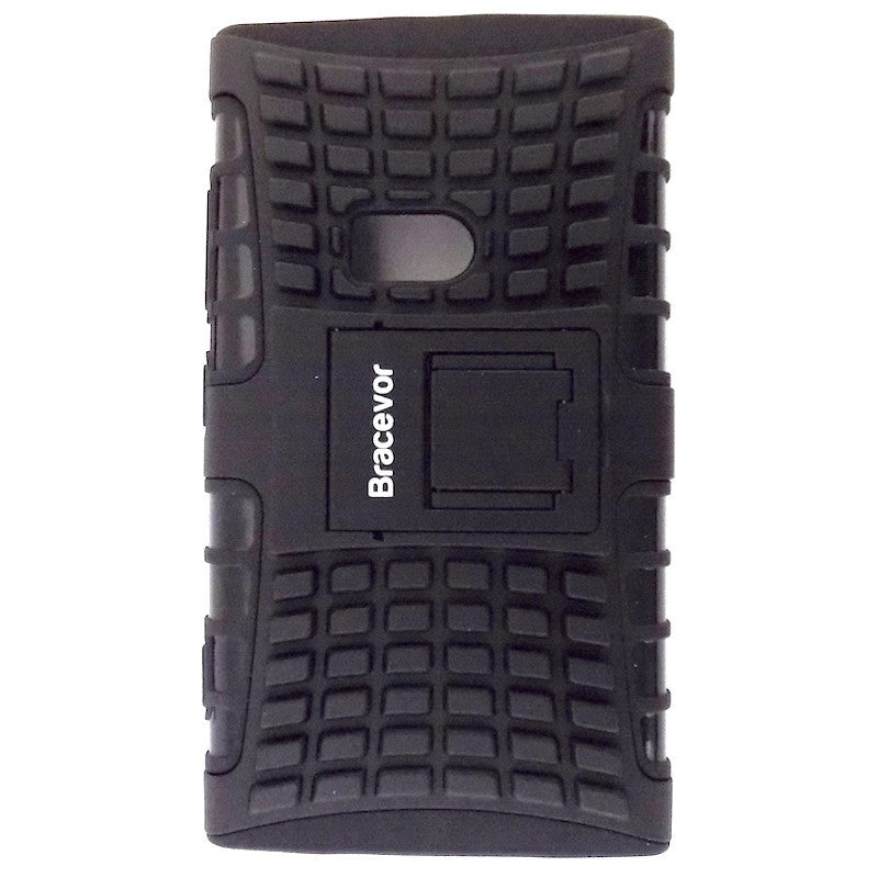 Bracevor Rugged Armor Hybrid Kickstand Case Cover for Nokia Lumia 920 - Black