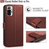 Bracevor Xiaomi Redmi note 10 pro/ redmi note 10 pro max Flip Cover Case | Premium Leather | Inner TPU | Foldable Stand | Wallet Card Slots - Executive Brown