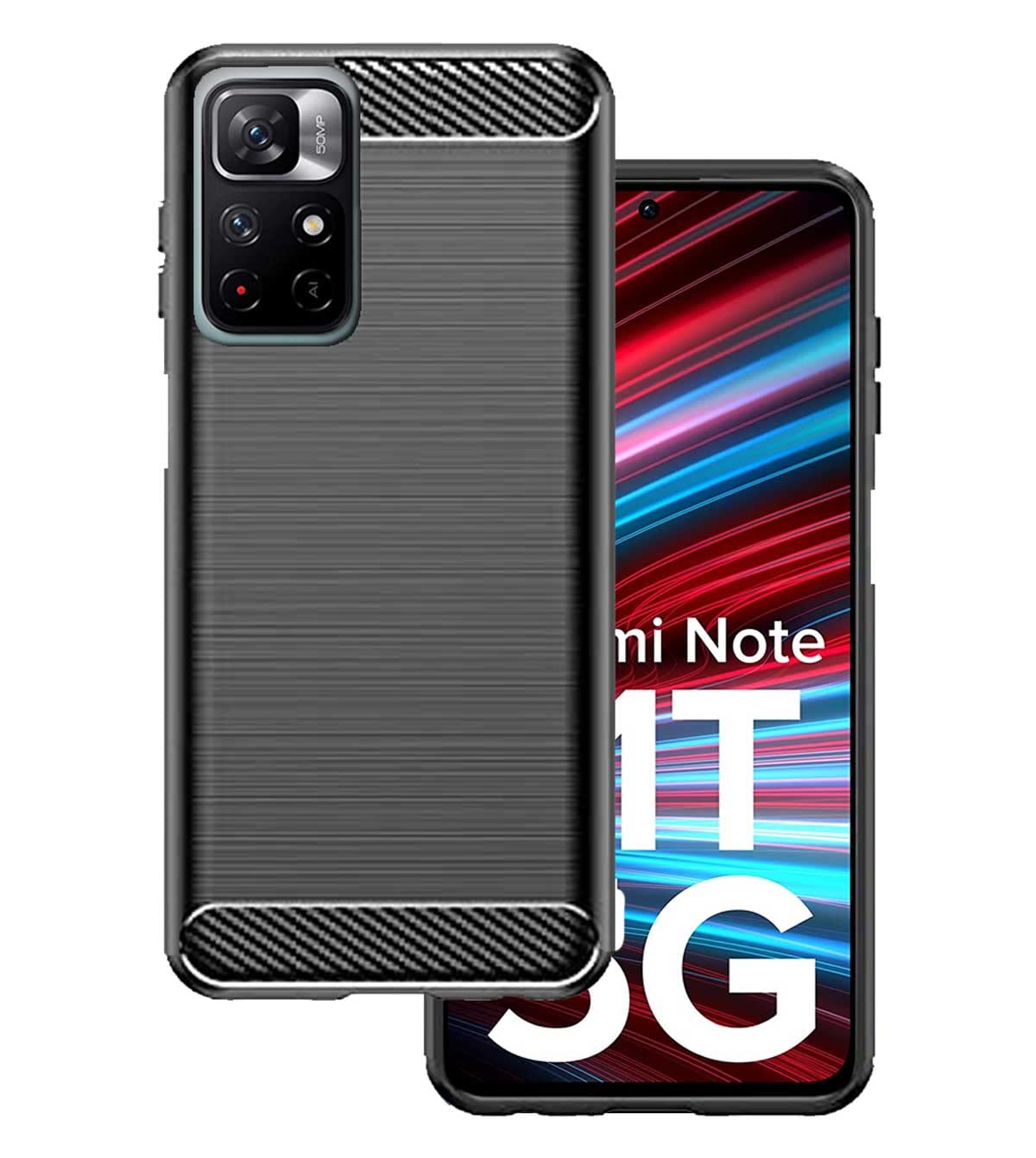 Bracevor Back Cover for Xiaomi Redmi Note 11T 5G (Black) | Brushed Texture | Rugged Armor Cover