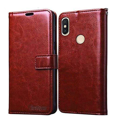 Bracevor Redmi Y2 Flip Cover Case | Premium Leather | Inner TPU | Foldable Stand | Wallet Card Slots - Executive Brown