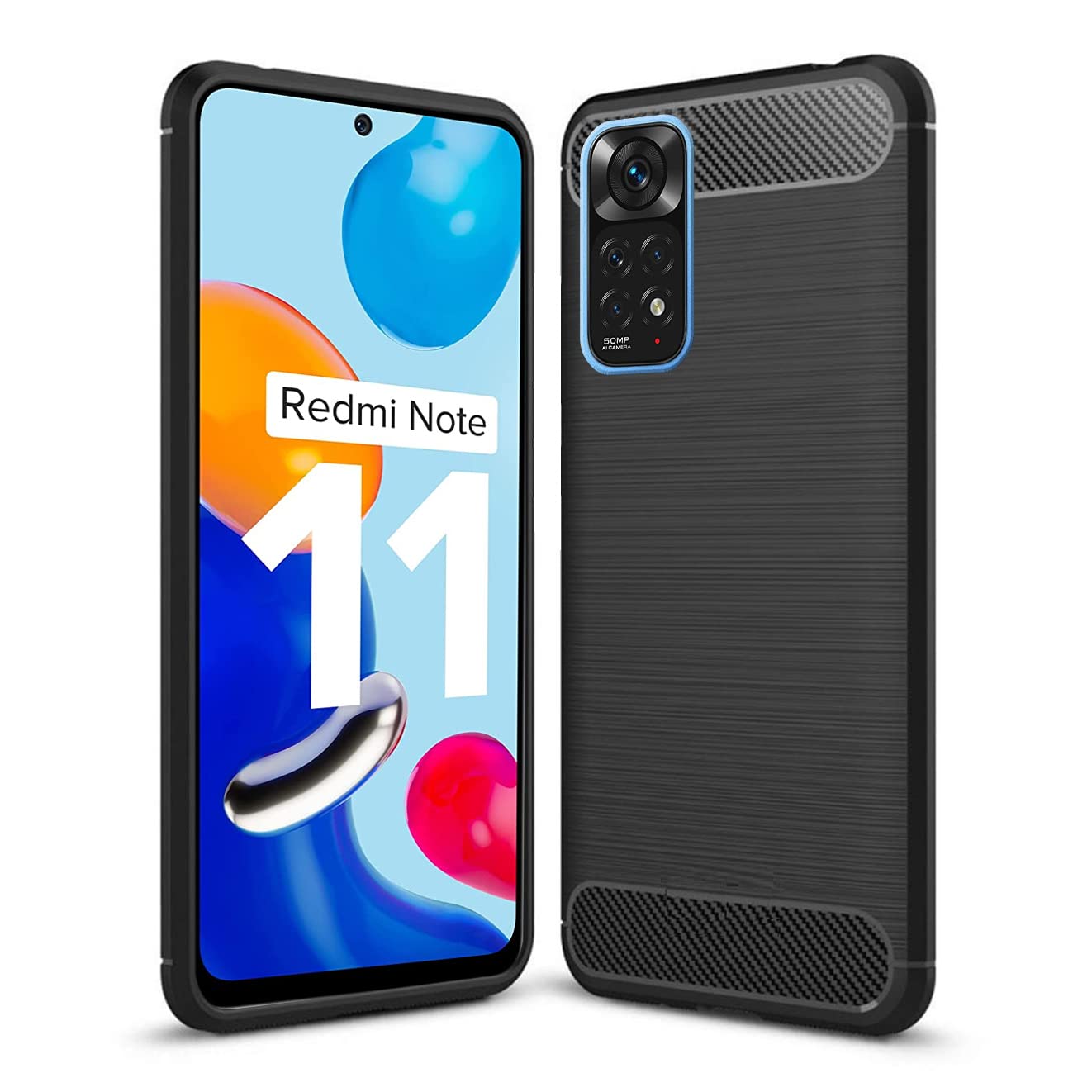 Bracevor Back Cover for Xiaomi Redmi Note 11 (Black) | Brushed Texture | Rugged Armor Cover