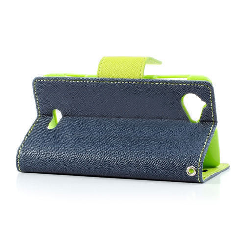 Mercury Goospery Fancy Diary Leather Case Cover for Sony Xperia L - Green/Dark Blue