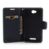 Mercury Goospery Fancy Diary Leather Case Cover for Sony Xperia C - Dark Blue/Cyan