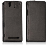 Vertical Leather Flip Cover for Sony Xperia T2 Ultra - Black