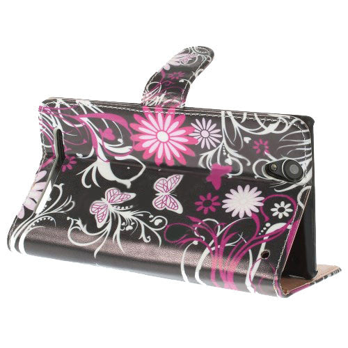 Bracevor Floral Design Wallet Leather Flip Case Cover for Sony Xperia T2 Ultra