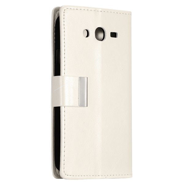 Bracevor Stylish Leather Wallet Case Cover for Samsung Galaxy Grand Neo i9060 and Grand Duos i9082 - White