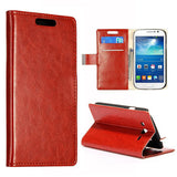 Stylish Leather Wallet Case for Samsung Galaxy Grand Duos - Brown