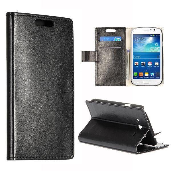 Bracevor Stylish Leather Wallet Case Cover for Samsung Galaxy Grand Neo i9060 and Grand Duos i9082 - Black