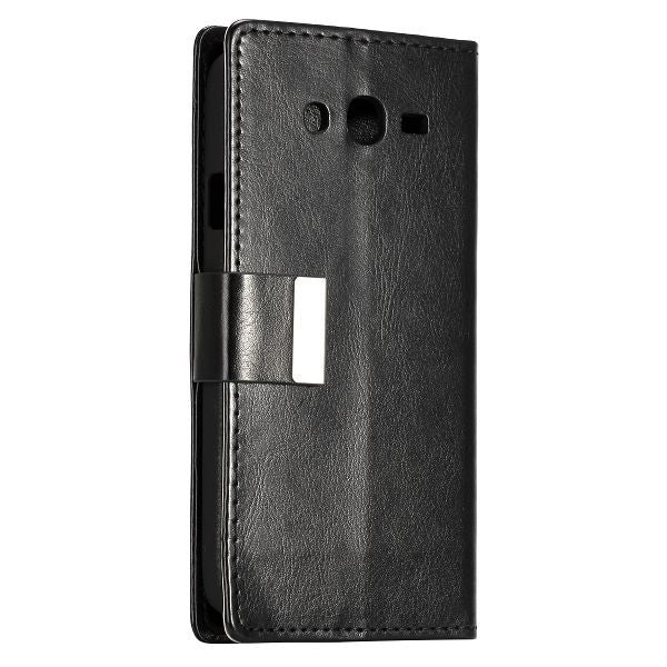 Bracevor Stylish Leather Wallet Case Cover for Samsung Galaxy Grand Neo i9060 and Grand Duos i9082 - Black