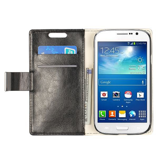 Bracevor Stylish Leather Wallet Case Cover for Samsung Galaxy Grand Neo i9060 and Grand Duos i9082 - Black