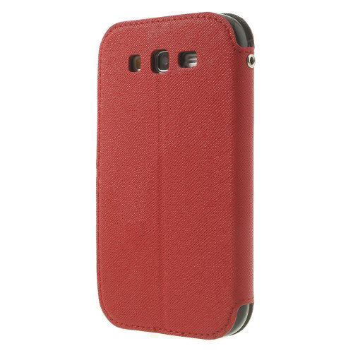 Bracevor Roar Window View Samsung Galaxy Grand Duos Wallet Leather Case - Red