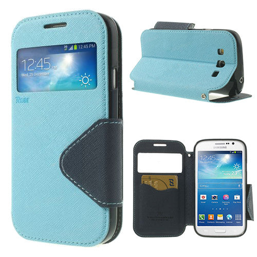 Bracevor Roar Window View Samsung Galaxy Grand Duos Wallet Leather Case - Blue