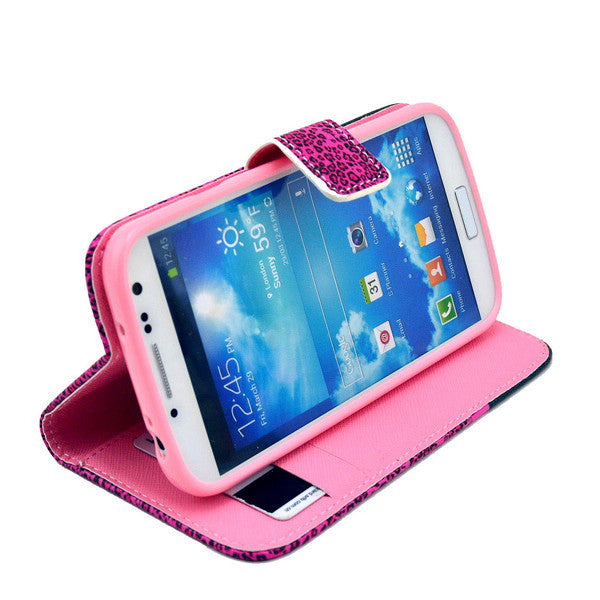 Bracevor Rose Bowknot Wallet Leather Flip Case for Samsung Galaxy S4 i9500