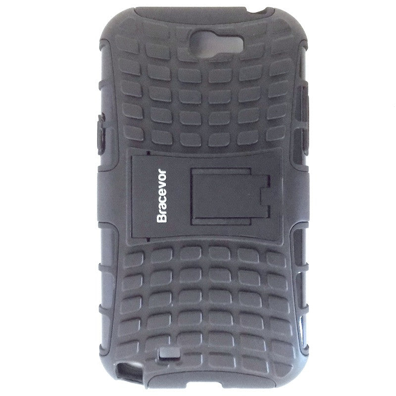 Bracevor Rugged Armor Hybrid Kickstand Case for Samsung Galaxy Note 2 - Black