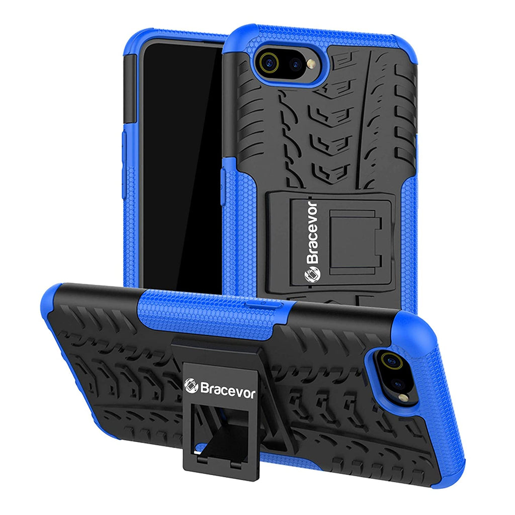Bracevor Shockproof Realme C2 Hybrid Kickstand Back Case Defender Cover - Blue