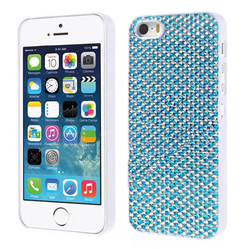 Sparkling Gel Crystal Designer Hard Back Case for iPhone 5 5s Silver Blue