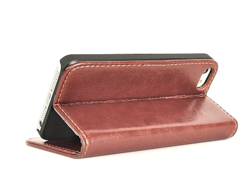 Executive Brown Apple iPhone 5 5s Wallet Leather Flip Case – Bracevor