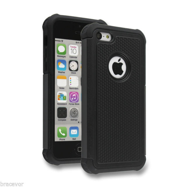 Bracevor Triple Layer Defender Back Case Cover for Apple iPhone 5c - Black