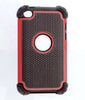 Triple Layer Defender Back Case for Apple iPod Touch 4 - Red
