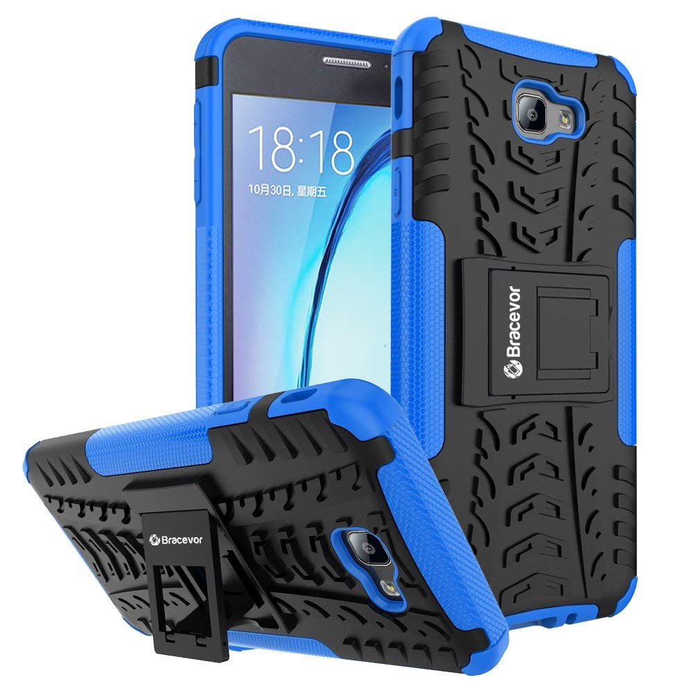 Bracevor Shockproof Samsung Galaxy On7 Prime/On7 2016/On Nxt/J7 prime Hybrid Kickstand Back Case Defender Cover - Blue