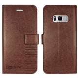 Samsung Galaxy S8 Plus Flip Cover Case : Inner TPU, Premium Leather Wallet Stand - Executive Brown
