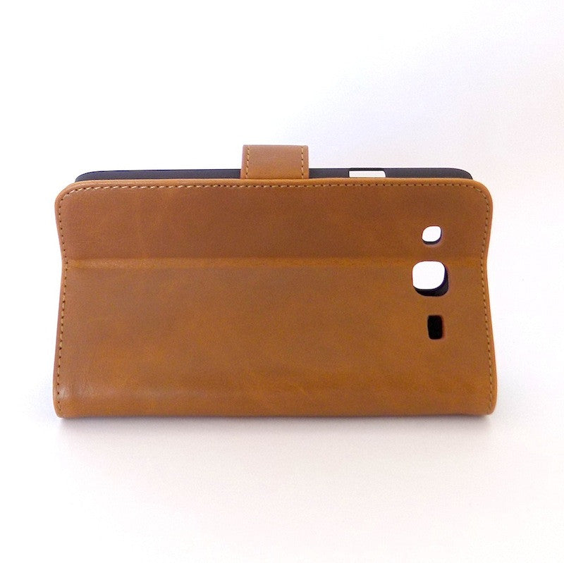 Bracevor Vintage Caramel Wallet Leather Flip Case for for Samsung Galaxy Mega 5.8 4