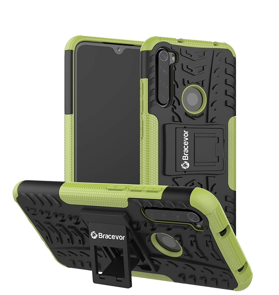 Bracevor Shockproof Xiaomi Redmi Note 8 Hybrid Kickstand Back Case Defender Cover - Military Green
