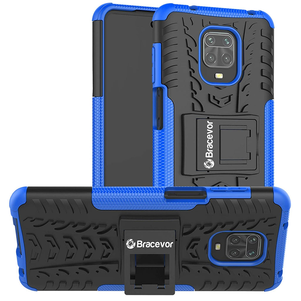 Bracevor Shockproof Xiaomi Redmi Note 9 Pro | Note 9 Pro Max | Poco M2 Pro Hybrid Kickstand Back Case Defender Cover - Blue