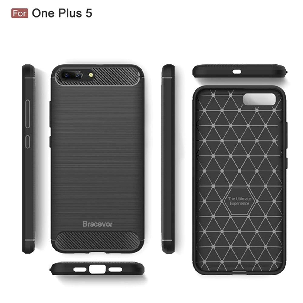 Bracevor Back Cover for OnePlus 5 (Black) | Brushed Texture | Rugged Armor Cover