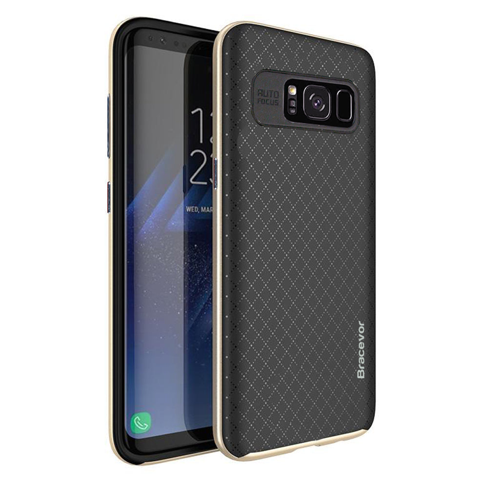 Shockproof Carbon Fiber Hybrid Back Case Cover for Samsung Galaxy S8 - Golden