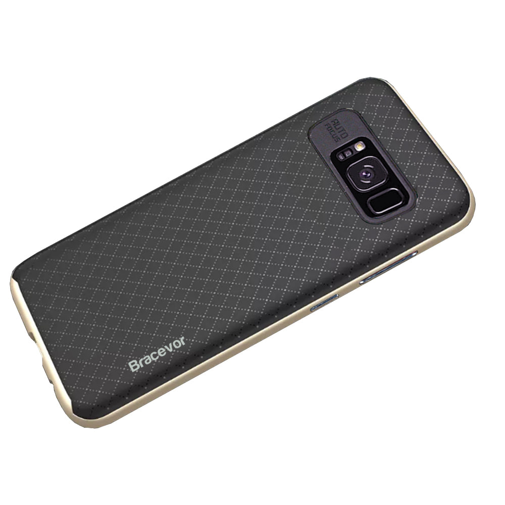 Shockproof Carbon Fiber Hybrid Back Case Cover for Samsung Galaxy S8 - Golden