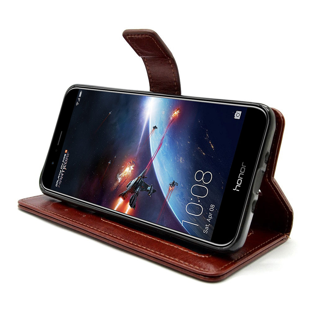 Huawei Honor 8 Pro Flip Cover Leather Case | Inner TPU | Wallet Stand - Executive Brown